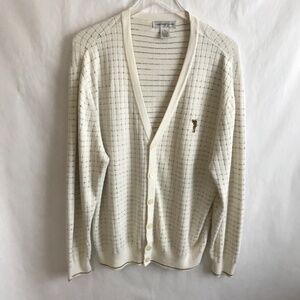 Vintage Cypress Links Cotton Golf Knit Cardigan Sweater M Button V-Neck Grandpa